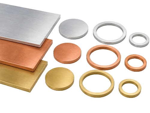 Circle, disc and ring cutting from non-ferrous plate